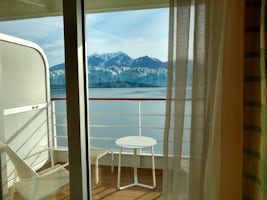 Our balcony, with Hubbard Glacier in background