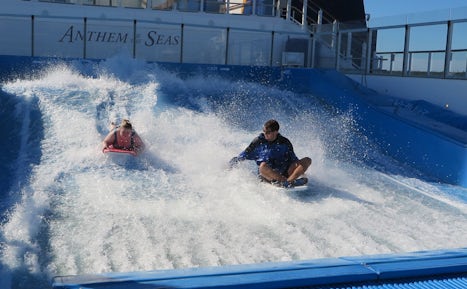 Flowrider, belly board is easy.  And they get right in there and help you o
