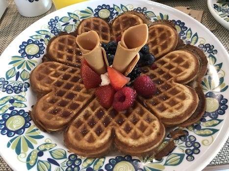 Breakfast waffle with yummy Norwegian cheese