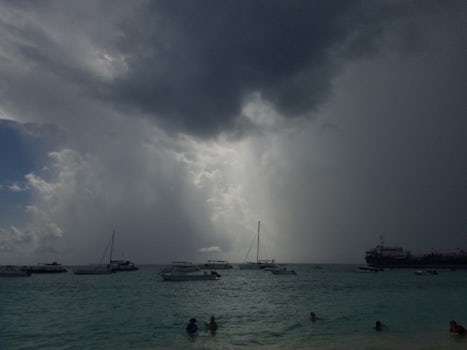 A storm moving off the coast of Grand Turk