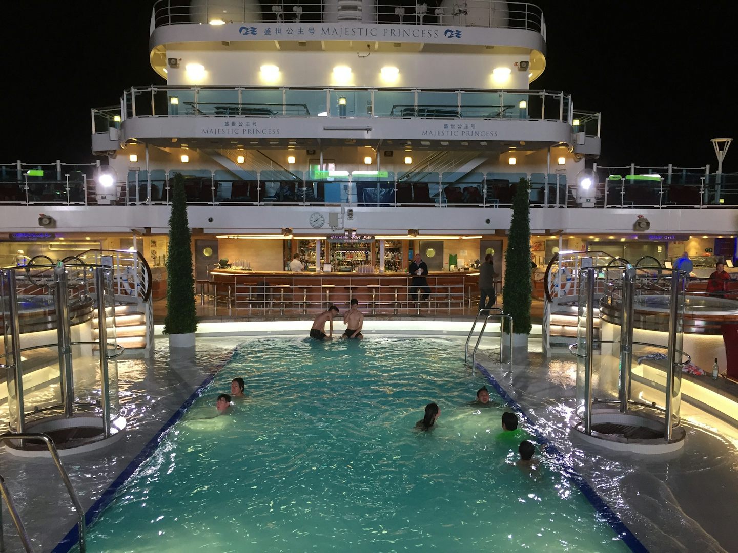 View of the main pool at night