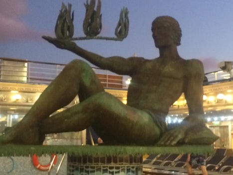 Statue of Prometheus, bringer of Fire to humans, at the same named pool top