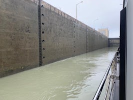 traveling through the locks on the river