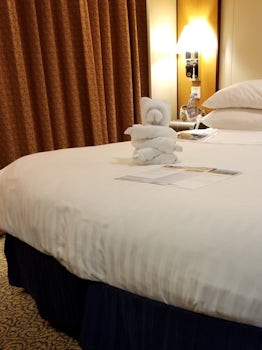 Our cabin steward gifted us with folded towel animals in the evenings.