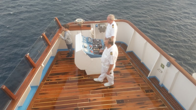 Master Captain using the side station for guiding us into port. I think thi