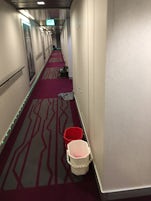 Cleaning bags and buckets always in the hallways