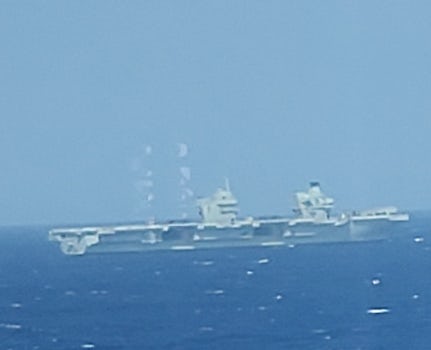 Aircraft carrier seen from the ship