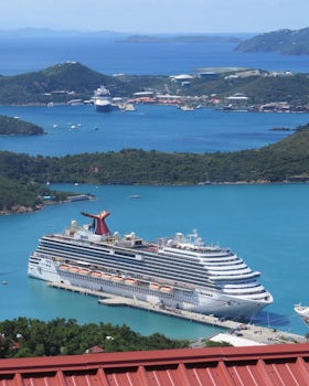 Carnival Breeze docked in St.Thomas. Picture was taken after riding  the sk