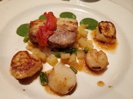 Diver Scallops with pork belly.