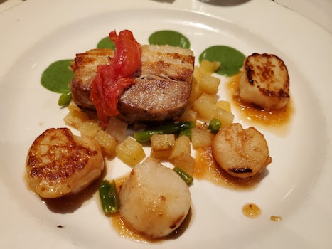 Diver Scallops and pork belly.
