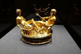 One of the many treasures. Solid Gold Salt Cellar in the Kunsthistorisches 