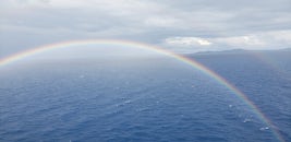 Double Rainbow outside our balcony while underway