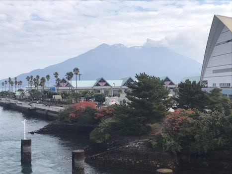Sakurajima with active volcano.