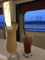 Cocktails whilst waiting to sail away from Tilbury