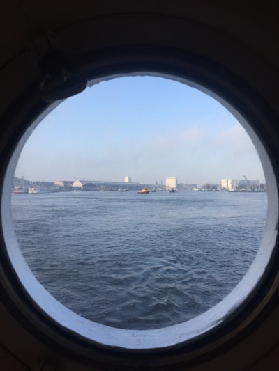 Our porthole view when arriving in Amsterdam