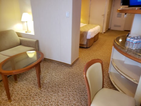 ADA mini-suite, looking from living area towards bedroom area.