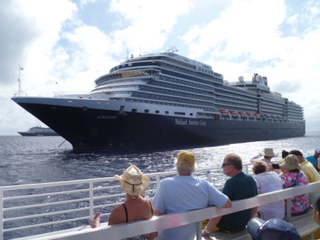 View of the Eurodam on the tender from Half Moon Cay.