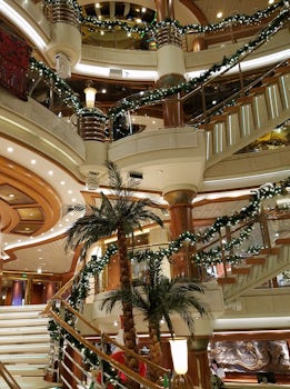 The Stairs and Atrium decorated for Christmas