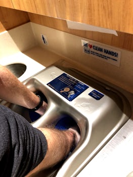 Touch-free handwash stations all around the Lido deck and buffet area. You 