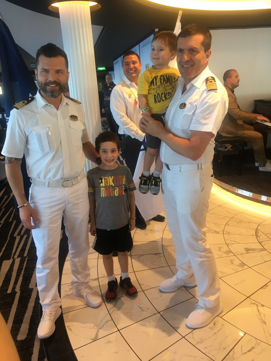 Cruise Critic Meet & Mingle. Our grandsons loved meeting captain and crew.