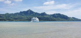 Ship at anchor on Huahine, French Polynesia