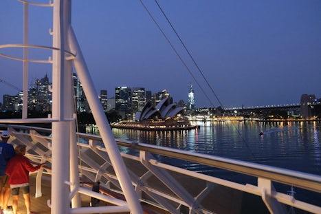 passing Sydney Opera House at dawn