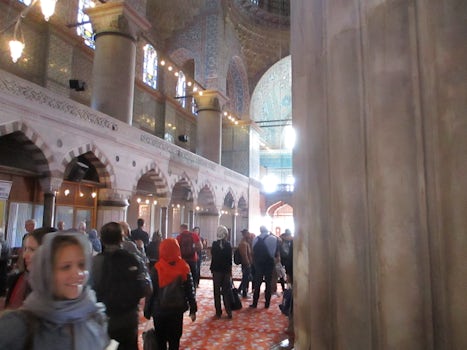 Crowds of local tourists inside Blue Mosque