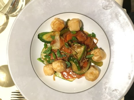 Vegan dinner option - tofu bites and stir fried veggies