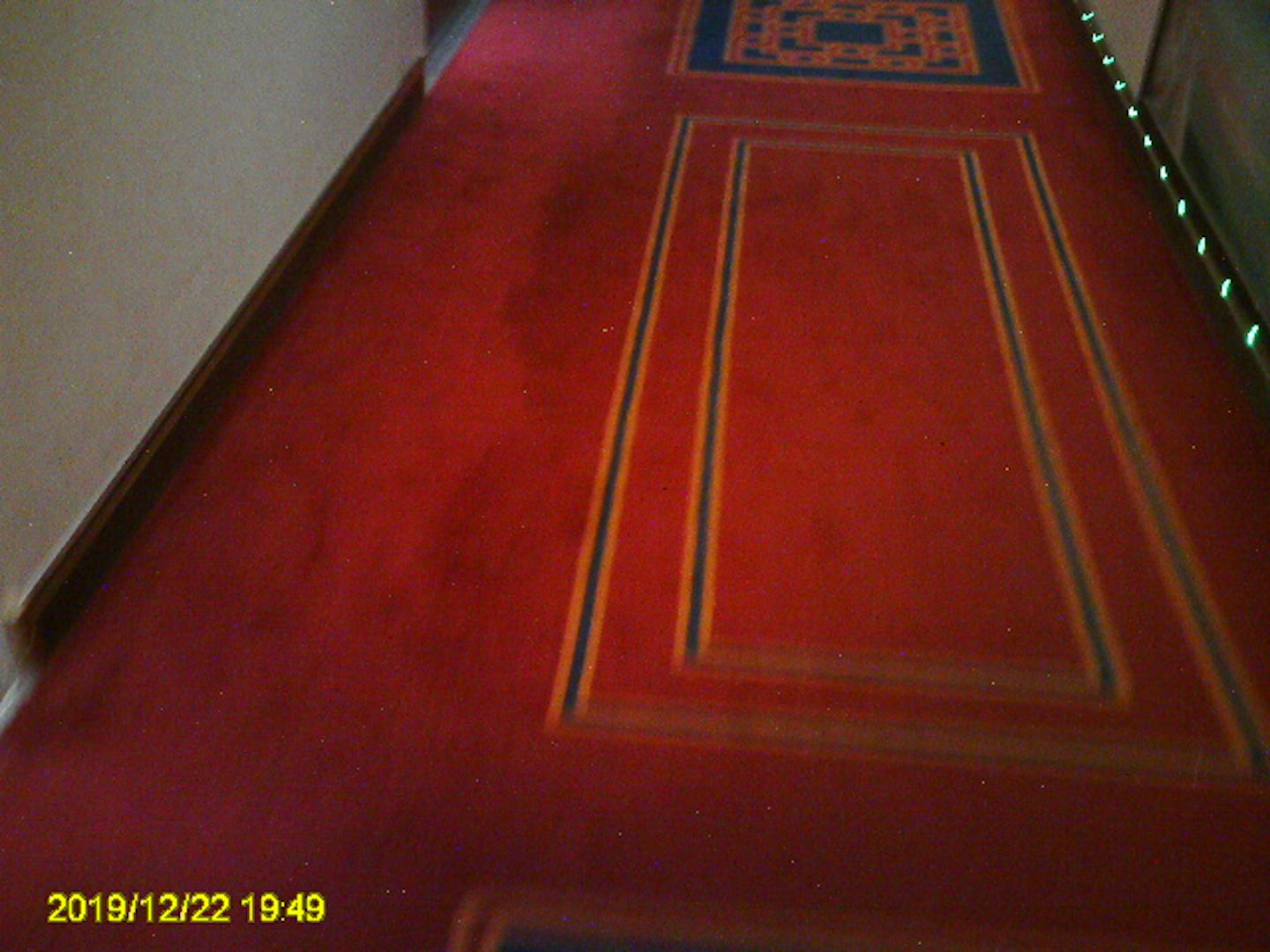 Dirty hallway carpet.