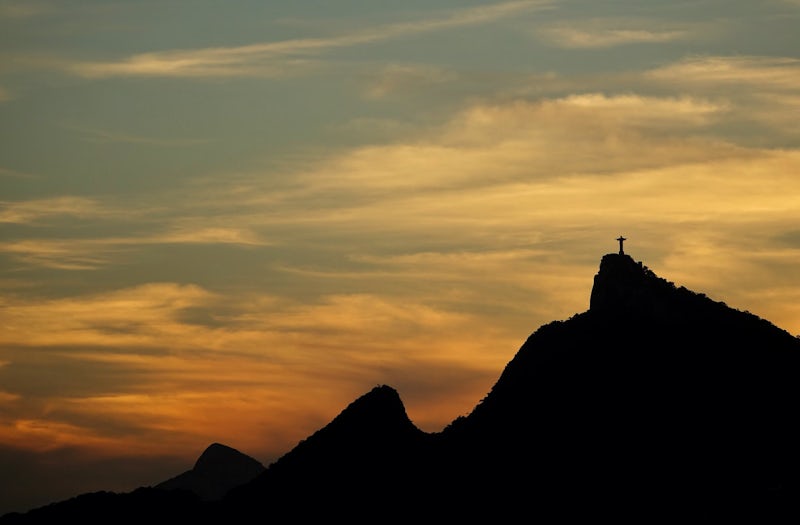 View of Christ the Redeemer as we left the port of Rio de Janeiro at sunset