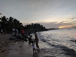 Puerto Rican beach at sunset. 
