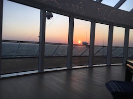 Sunset view from the front lounge of the Viking Orion