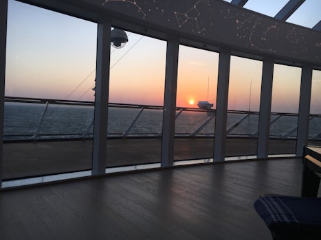 Sunset view from the front lounge of the Viking Orion