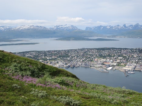 Tromso, seen from atop Storsteinen after taking the cable car up. There are