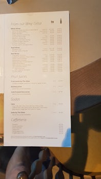 Drink prices in bar