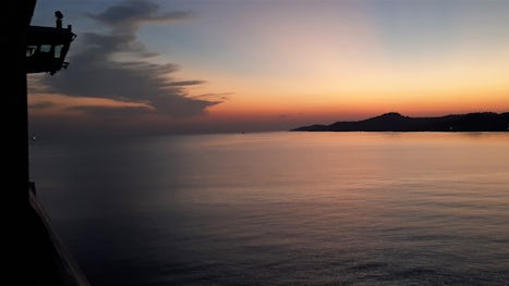 Sunset on the Norwegian Breakaway passing east of Cuba