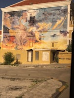 Artist mural on abandoned building, Willemstad