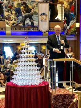Champagne fountain during champagne toast on Captain&#39;s Night.