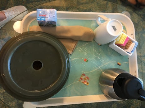 Someone else's trash on my room service breakfast tray