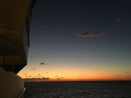 Sunset with one of the planets rising, on the final night (from our port-si