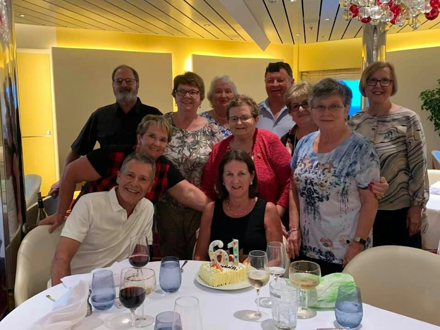 Our group of 11 celebrating my cousin’s 61st birthday. A cake was provide
