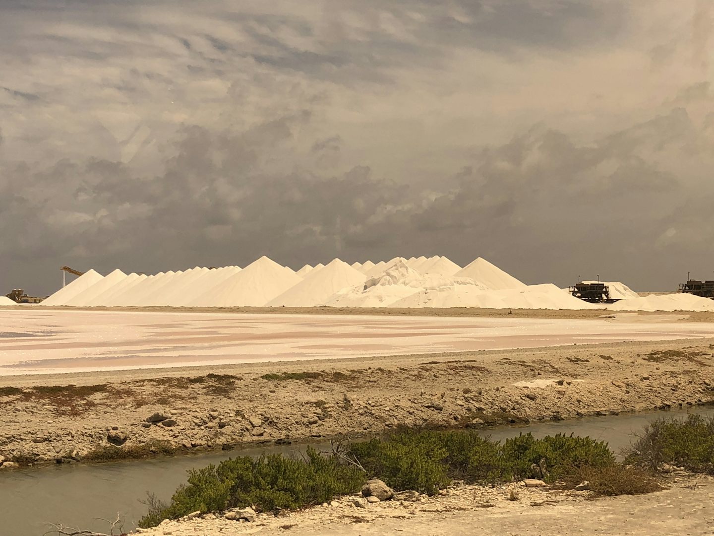 These salt piles on Bonaireare about 25 feet high.