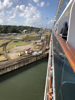 Entering Panama Canal locks 