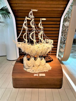 Sailing ship made entirely of pearls.  Once of the many sculptures througho
