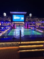 View of the pool at night