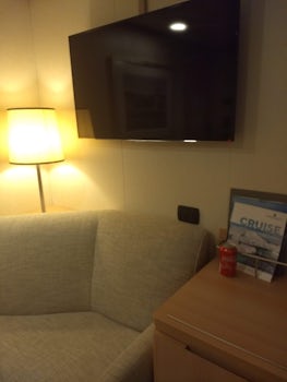 Nice TV and fold out corner sofa