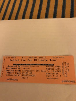 My husband’s birthday present. A ticket to the behind the scenes, ship to