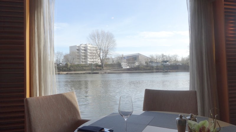 Lunch onboard, as we float by on the Seine.