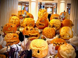 Pumpkin carvings in the Piazza for Halloween.