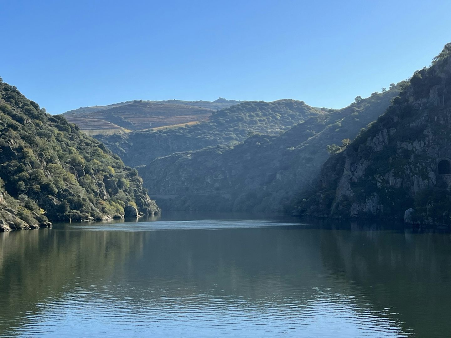 Taken from the upper deck headed east on the Douro River in Portugal.